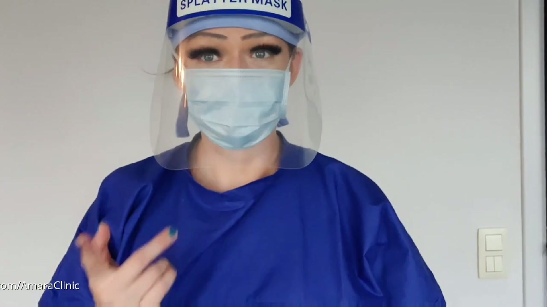 Mistress Katharina Amara punishing a naked nurse with breathing games and nipple stimulation in the free medical BDSM video from Amara Fetish Clinic Belgium